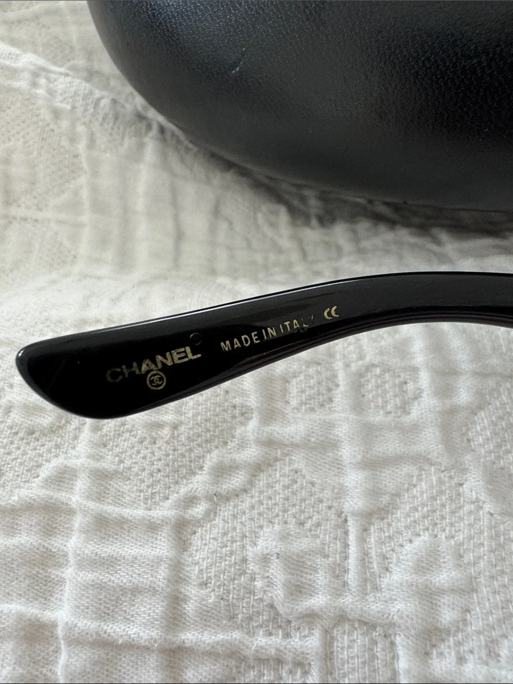 Authentic Chanel Crystal-Embellished Oversized Sunglasses with Original Case